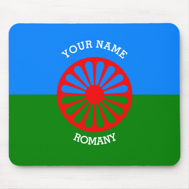 Mousepad Bandeira de viajantes ciganos romanos personalizad (Frente)