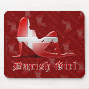 Mousepad Bandeira dinamarquesa da silhueta da menina