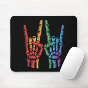 Mousepad Bandeira do Arco-íris LGBTQ Mão de Rocha Esqueleto