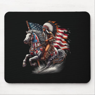 Mousepad Bandeira do Dia Americano Indiano do Cavalo Andand