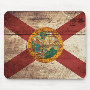 Mousepad Bandeira do estado de Florida na grão de madeira