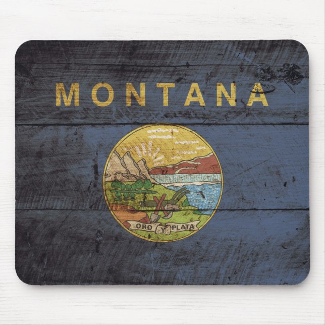 Mousepad Bandeira do estado de Montana na grão de madeira (Frente)