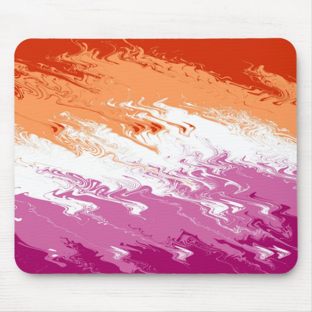 Mousepad Bandeira do Orgulho Lésbico Abstrato Trippy Squigg (Frente)
