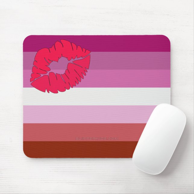 Mousepad Bandeira do orgulho lésbico de batom SlipperyJoe f (Com mouse)