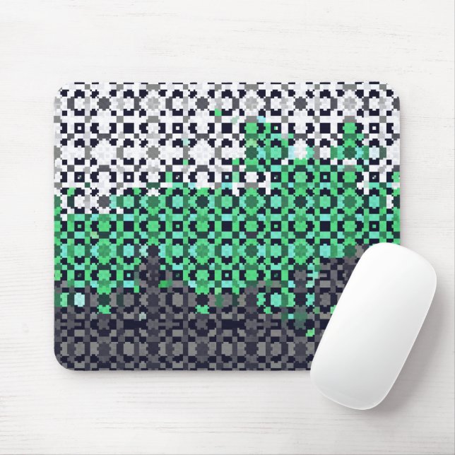 Mousepad Bandeira do Orgulho Neutrois Abstrata Pixelada Tri (Com mouse)
