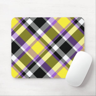Mousepad Bandeira do Orgulho Xadrez Não Binário Boho Ecleti