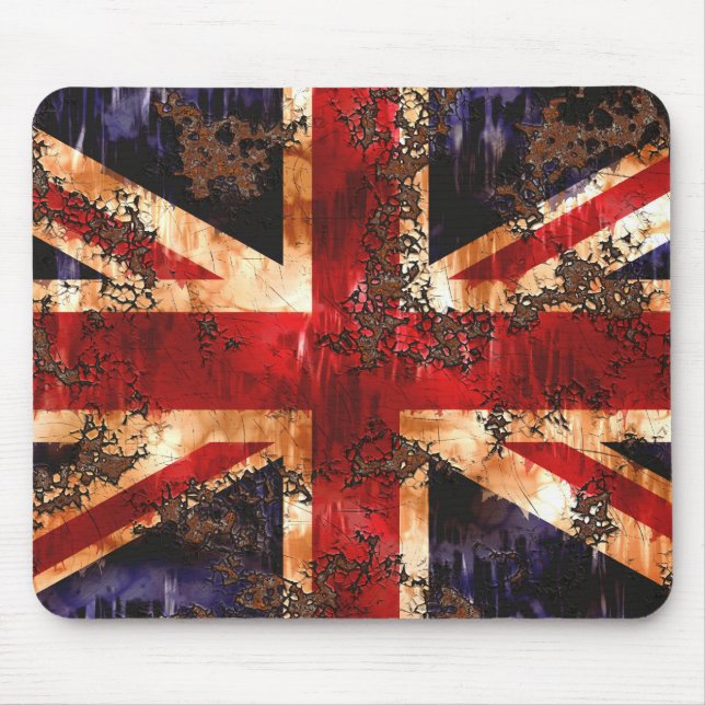 Mousepad Bandeira do Reino Unido, Patriótica Rusted (Frente)