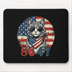 Mousepad Bandeira dos EUA Óculos de sol Gato engraçado