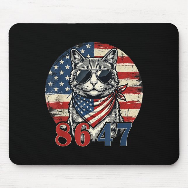 Mousepad Bandeira dos EUA Óculos de sol Gato engraçado (Frente)