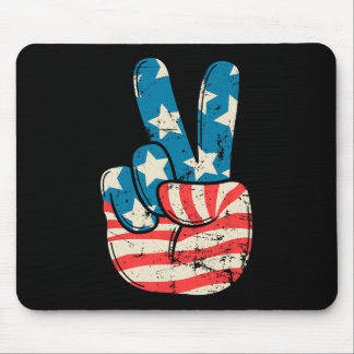 Mousepad Bandeira Dos EUA Sinal De Paz Mão 4 De Julho Patri