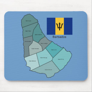 Mousepad Bandeira e mapa de Barbados