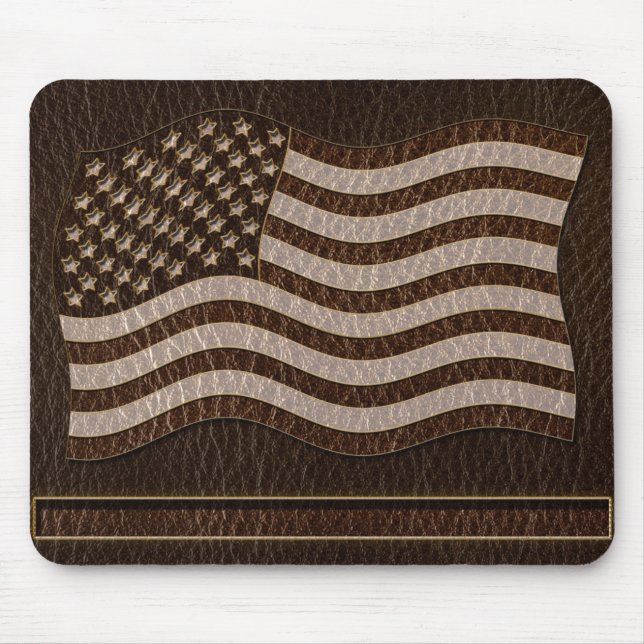 Mousepad Bandeira EUA com Aparência de Couro Escuro (Frente)