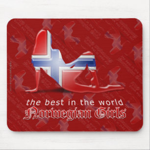 Mousepad Bandeira norueguesa da silhueta da menina