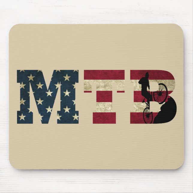Mousepad Bandeira Patriótica Americana De Mountain Bike (Frente)