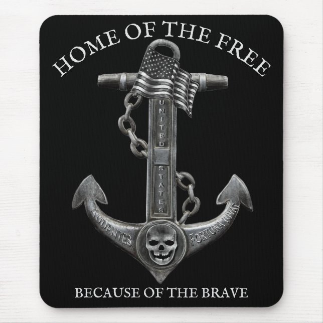 Mousepad Bandeira pirata náutica patriótica (Frente)