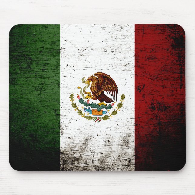 Mousepad Bandeira preta de México do Grunge (Frente)