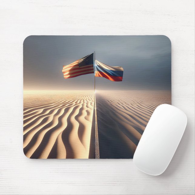 Mousepad Bandeira Russa E Americana Na Areia (Com mouse)