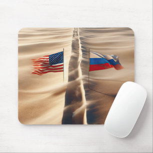 Mousepad Bandeira Russa E Americana Na Areia De Windblown