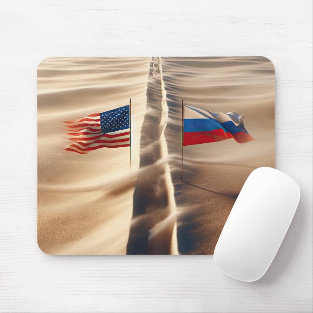 Mousepad Bandeira Russa E Americana Na Areia De Windblown (Com mouse)