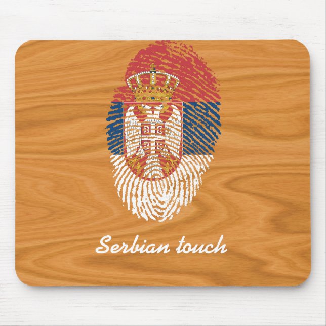 Mousepad Bandeira sérvio da impressão digital do toque (Frente)