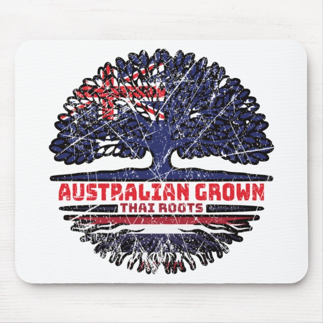 Mousepad Bandeira Tailandesa Australiana Raízes de Árvore (Frente)