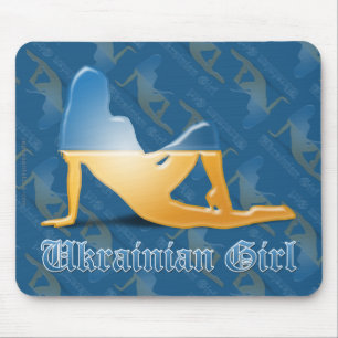 Mousepad Bandeira ucraniana da silhueta da menina