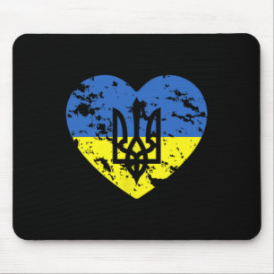 Mousepad Bandeira Ucraniana E Suporte Em Forma De Coração T