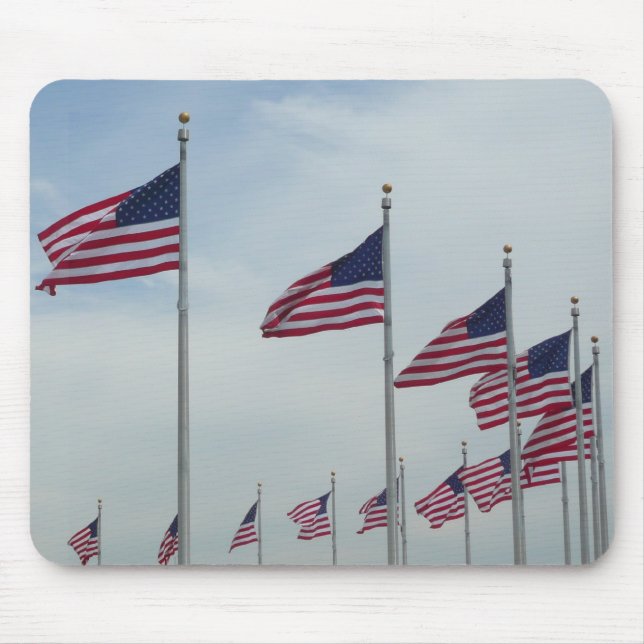 Mousepad Bandeiras Americanas no Monumento a Washington (Frente)