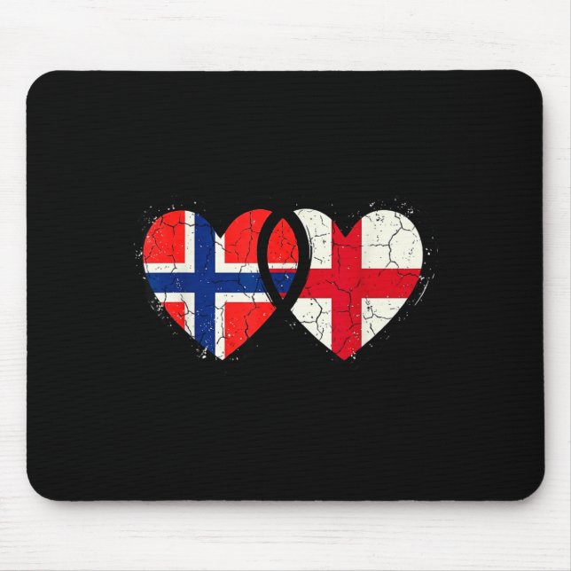 Mousepad Bandeiras da Noruega e da Inglaterra orgulhosos no (Frente)