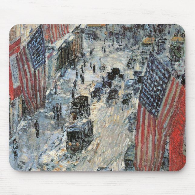 Mousepad Bandeiras na Rua 57 por Frederick Childe Hassam (Frente)