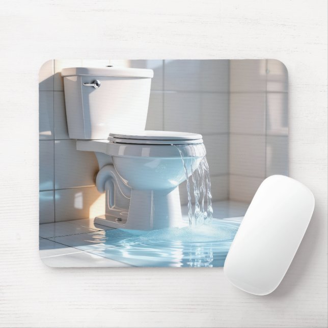 Mousepad Banheiro transbordante em Banheiro Branco (Com mouse)