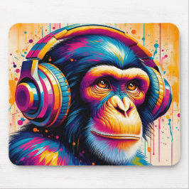 Mousepad Banksy DJ Monkey Gorilla Chimp Art Impressão