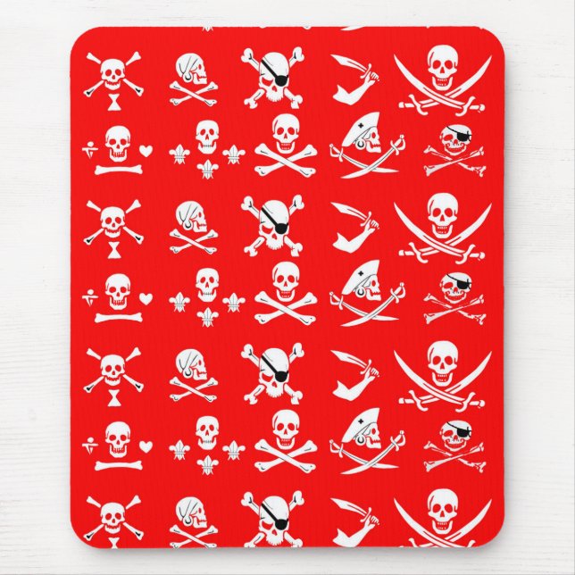 MOUSEPAD BANNERS DE PIRATAS VERMELHOS CRUZADOS, OSSOS CRUZA (Frente)