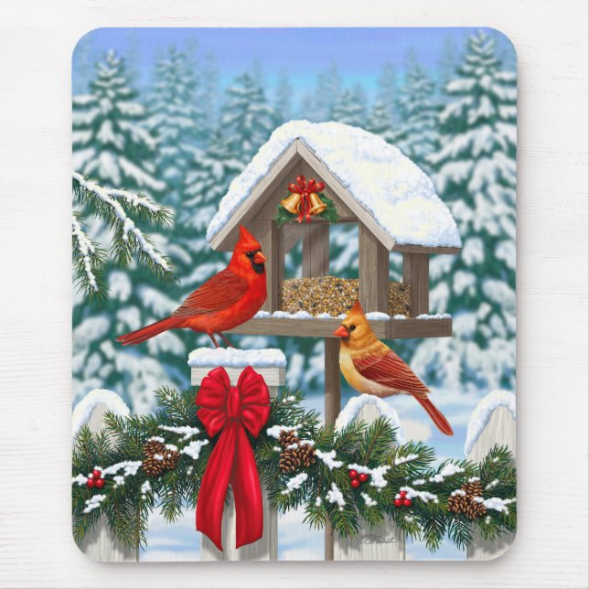 Mousepad Banquete de Natal dos Cardinals Azul (Frente)