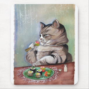 Mousepad Banquete do rico do gato do sushi