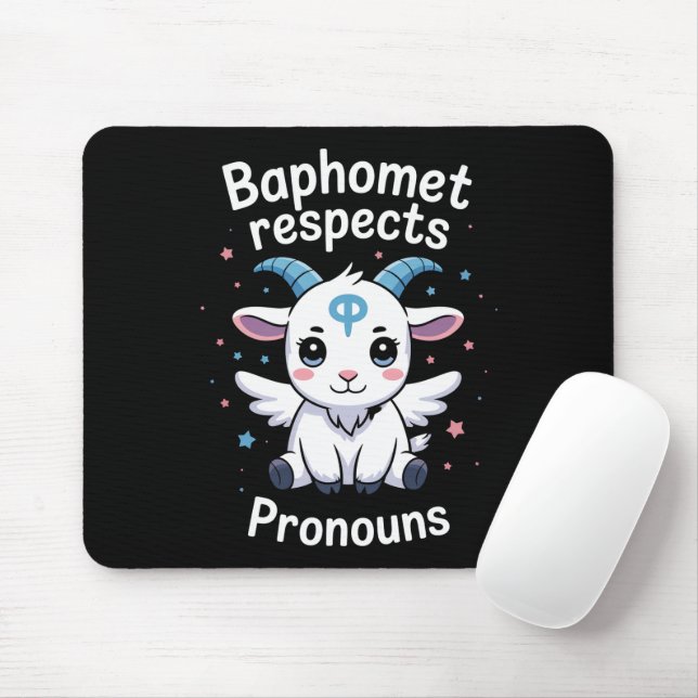 Mousepad Baphomet Transgênero Respeita Pronomes Orgulho Tra (Com mouse)