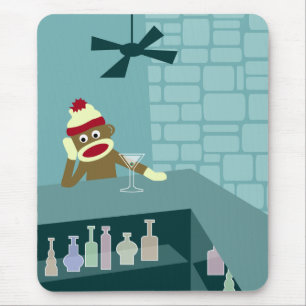 Mousepad Bar de Martini do macaco da peúga