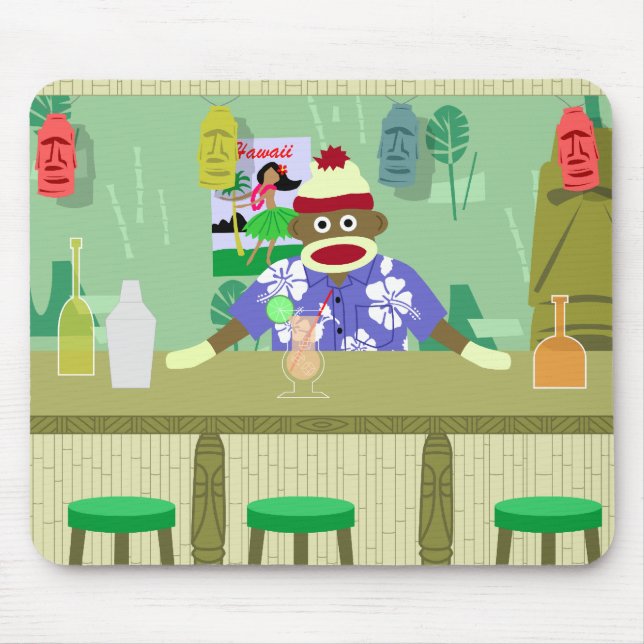 Mousepad Bar de Tiki do macaco da peúga (Frente)