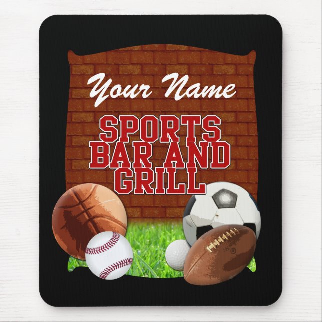 Mousepad Bar e grill engraçado personalizado dos esportes (Frente)