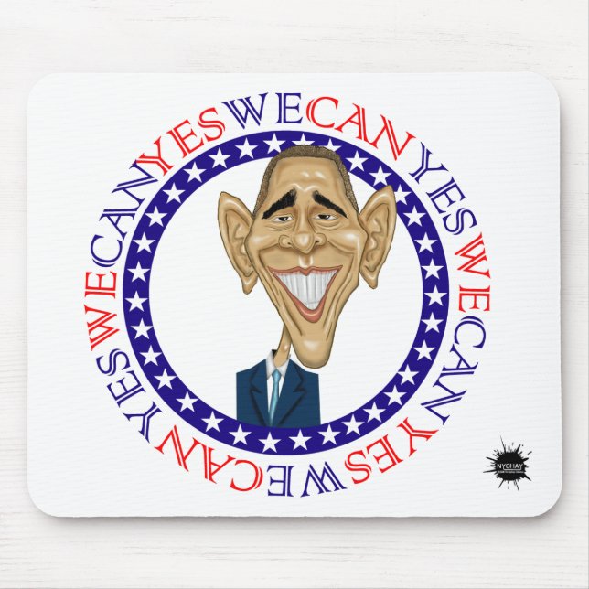 Mousepad Barack Obama sim nós podemos - vermelho e azul (Frente)