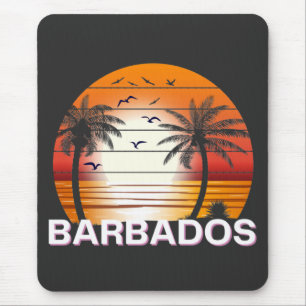 Mousepad Barbados Vintage Palm Trees Summer Beach