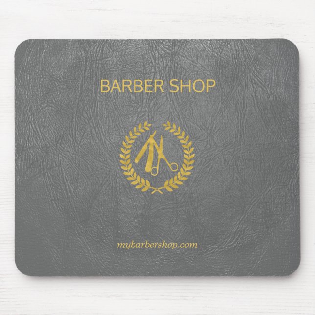 Mousepad Barbeiro de luxo compra cinza escura couro parece  (Frente)