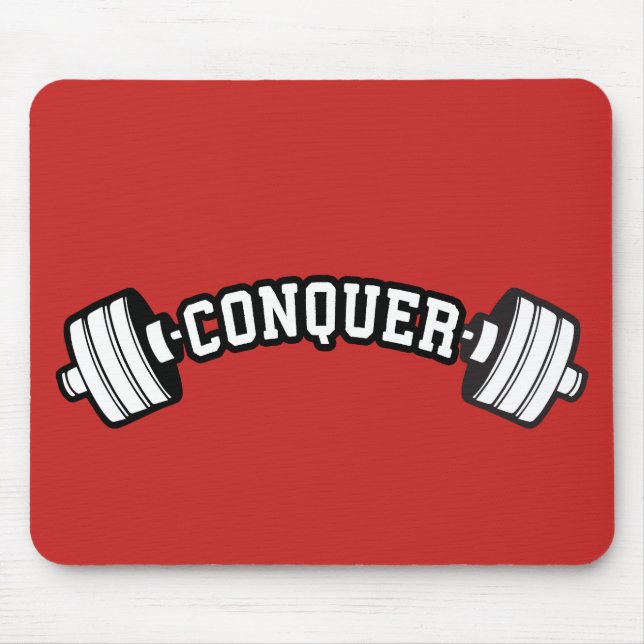 Mousepad Barbell, CONQUER - Giro Inspiracional de Pesar (Frente)