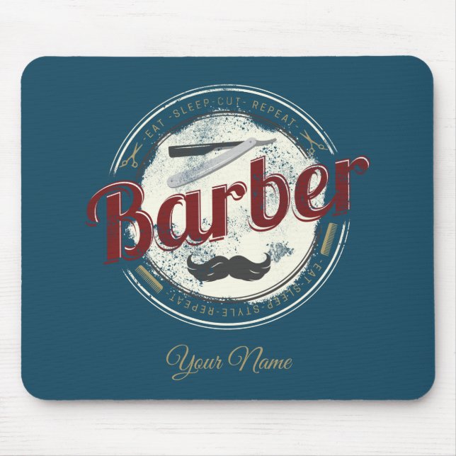 Mousepad Barber Hair Hustler Hairdresser Retro Hairstylist (Frente)