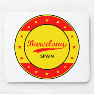 Mousepad Barcelona, Espanha, círculo com cores de bandeira