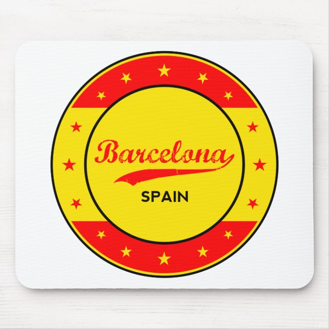 Mousepad Barcelona, Espanha, círculo com cores de bandeira (Frente)