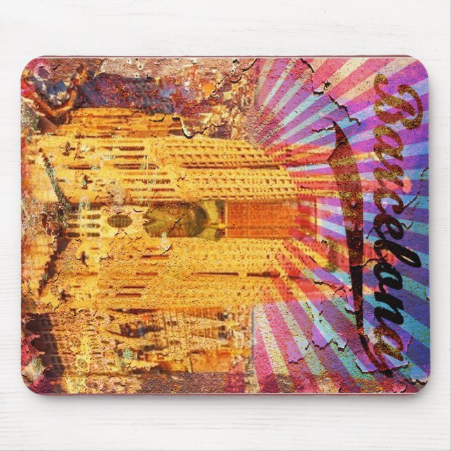 Mousepad Barcelona, Espanha, Poster vintage (Frente)