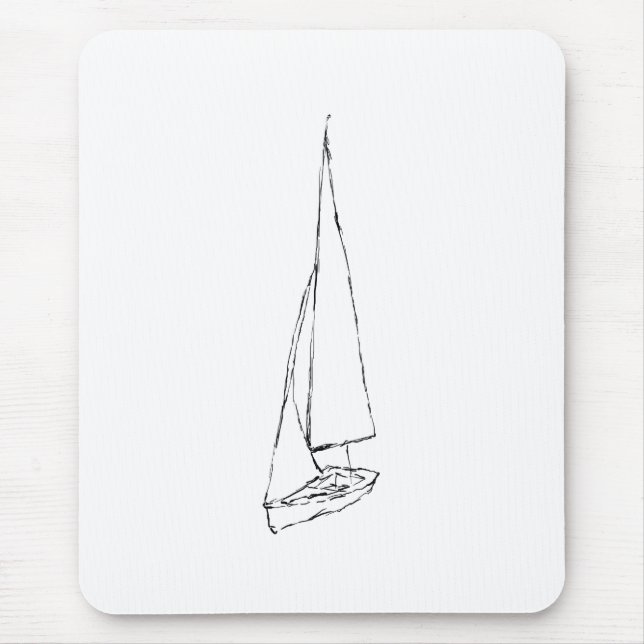 Mousepad Barco de navigação. Esboço em preto e branco. (Frente)