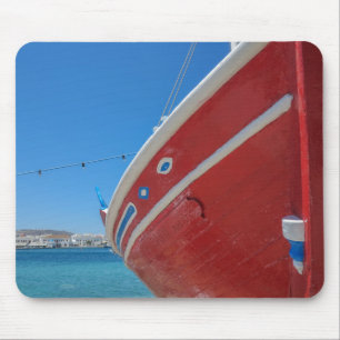 Mousepad Barco de pesca no porto de Mykonos em Cyclades