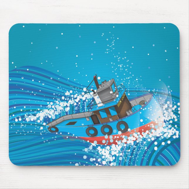 Mousepad Barco de Pesca Tempestuoso (Frente)